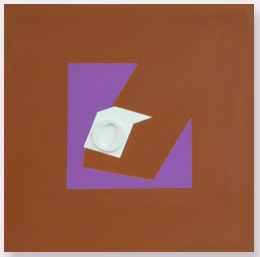 Ermanno Leinardi 1988 - spazio ambiguo viola e amaranto - acrilico su tela cm 40 x 40